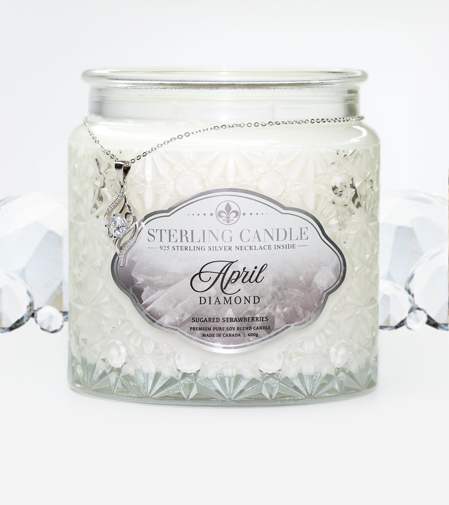 April Birthstone Necklace Candle