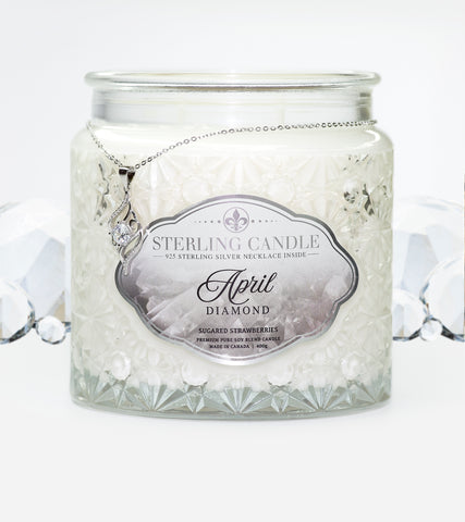 April Birthstone Necklace Candle