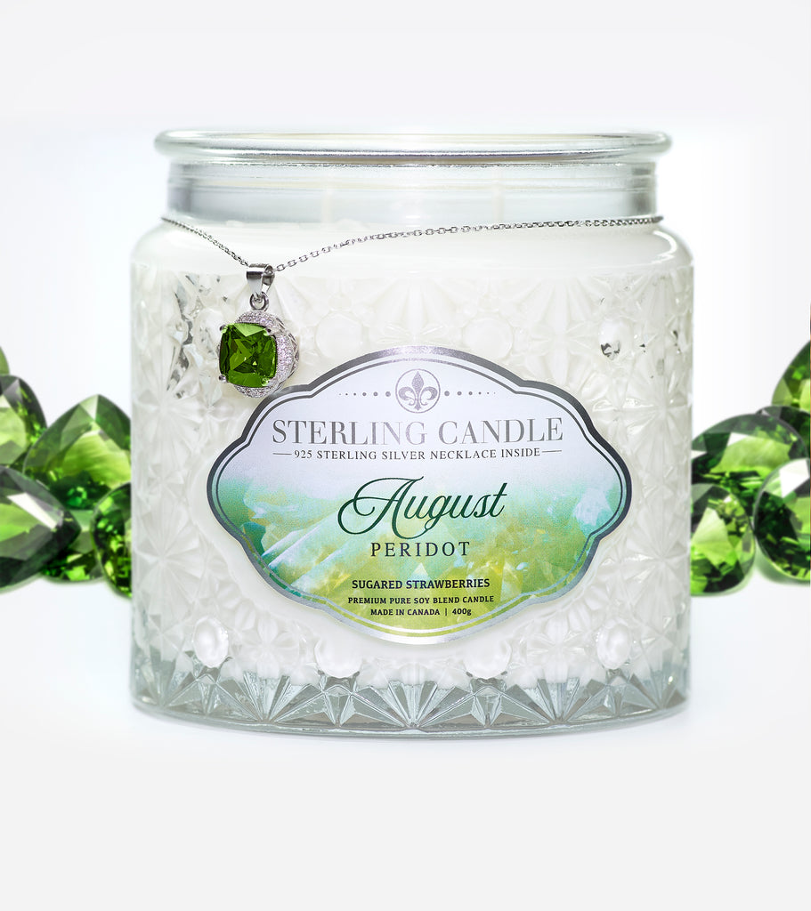 August Birthstone Necklace Candle