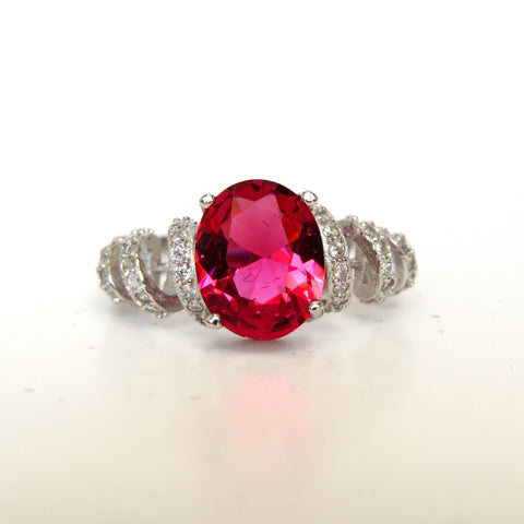 Sterling Silver Ruby Red Beverley Ring