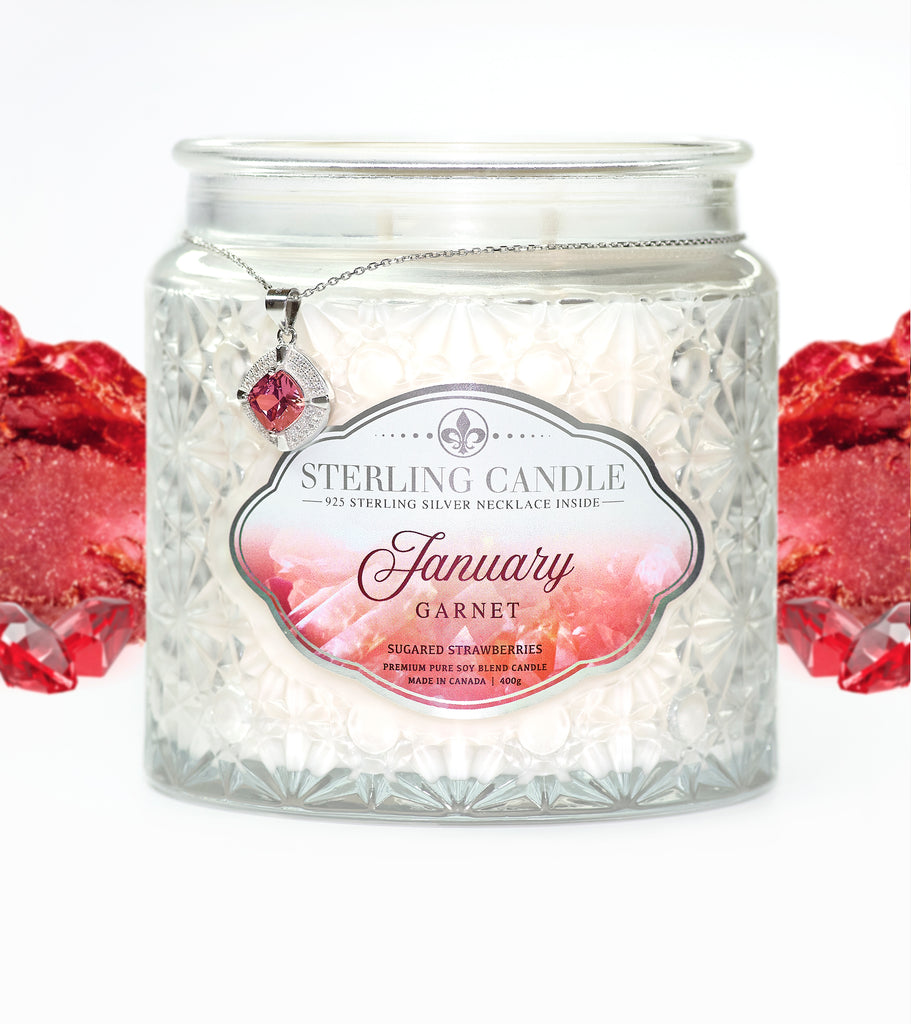 January Birthstone Necklace Candle