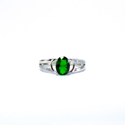 Sterling Silver Green Fausta Ring